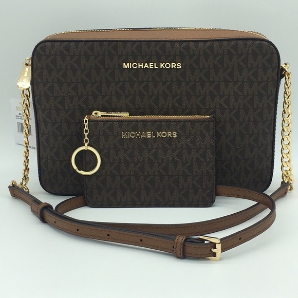MICHAEL KORS LG EW CROSSBODY Bag&Coinpouch Brown - Picture 1 of 8